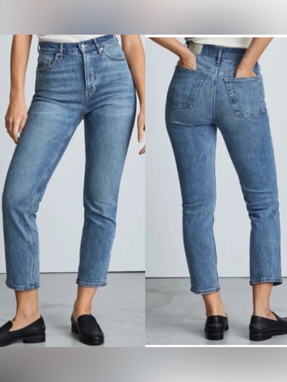 Everlane The Original Cheeky Jeans Medium Wash High Rise Organic Cotton Size 33